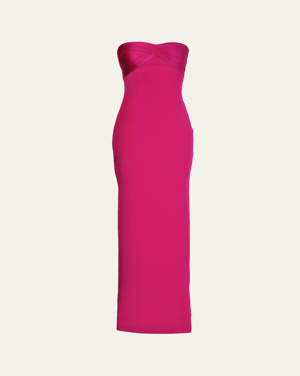 The Infinity Strapless Draped Column Silk Gown